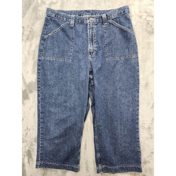 Vintage Riders Jeans Womens 16 Blue High Rise Crop Capri Stretch Pedal Pusher - Picture 1 of 10